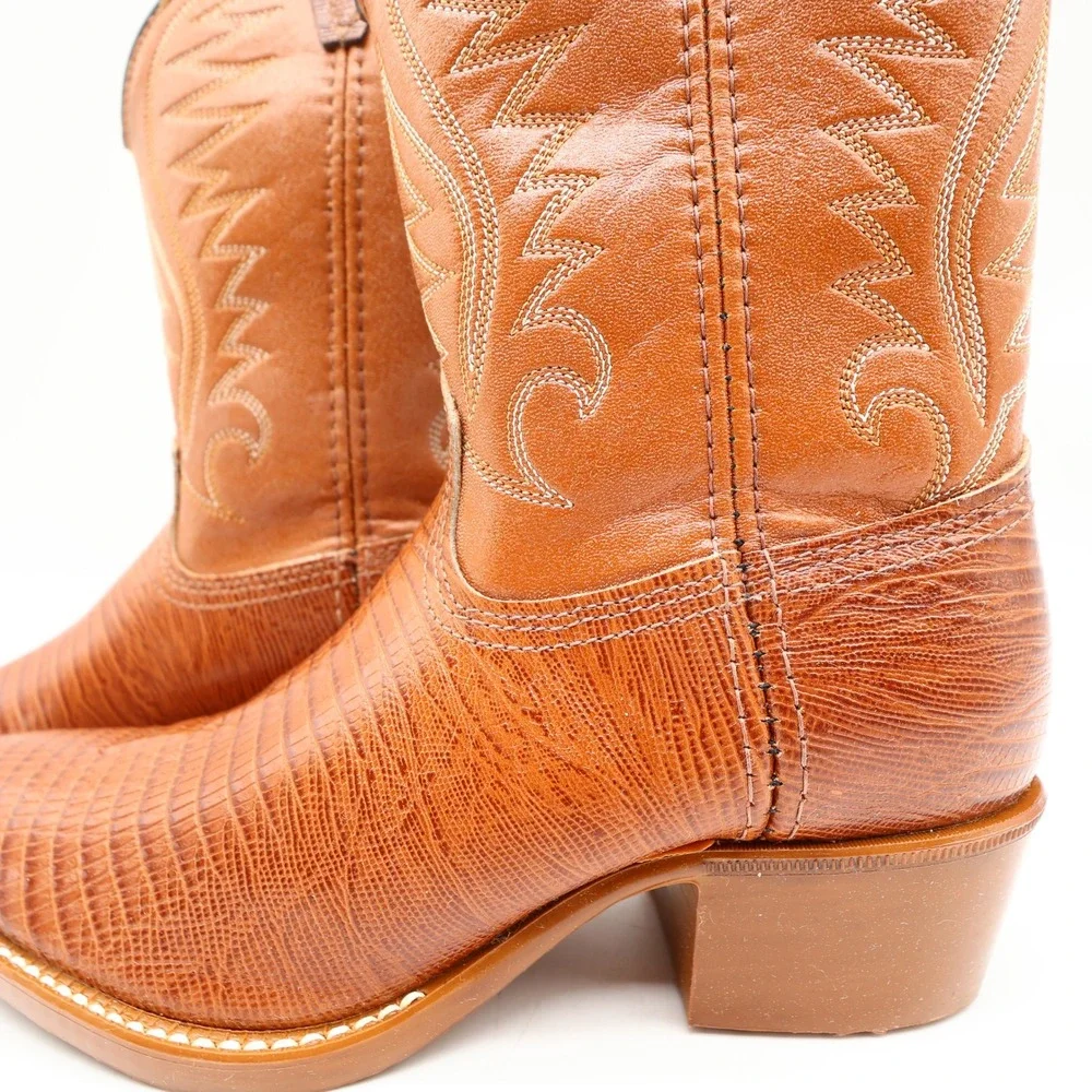 Acme Vintage Western Cowboy Boots Kids 2.5 D Brown Leather Deadstock NWT